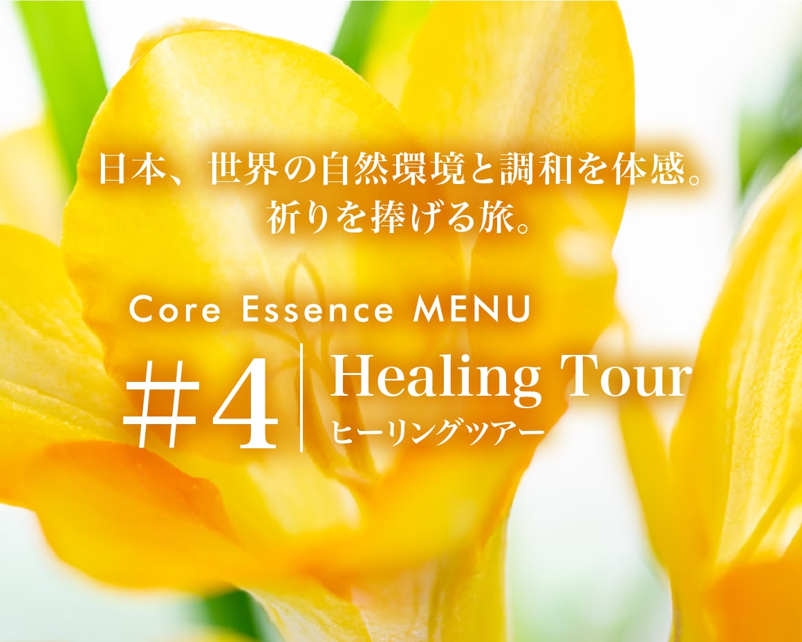 日本、世界の自然環境と調和を体感。祈りを捧げる旅。Core Essence MENU ＃4 Healing Tourヒーリングツアー